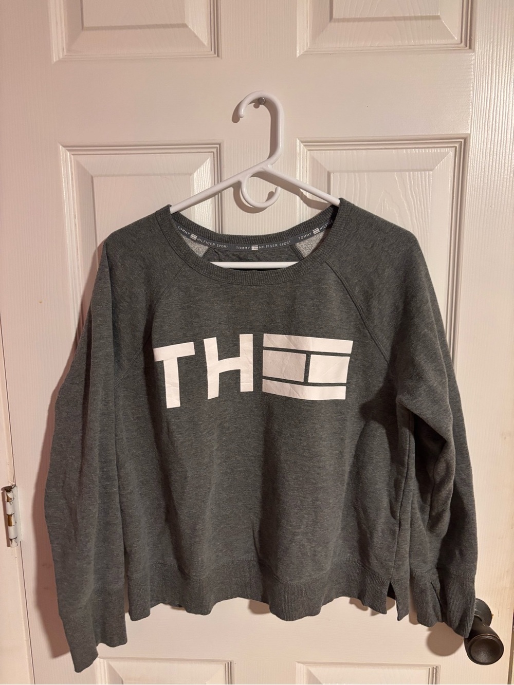 Tommy Hilfiger Gray Crewneck Sweatshirt with White Graphic